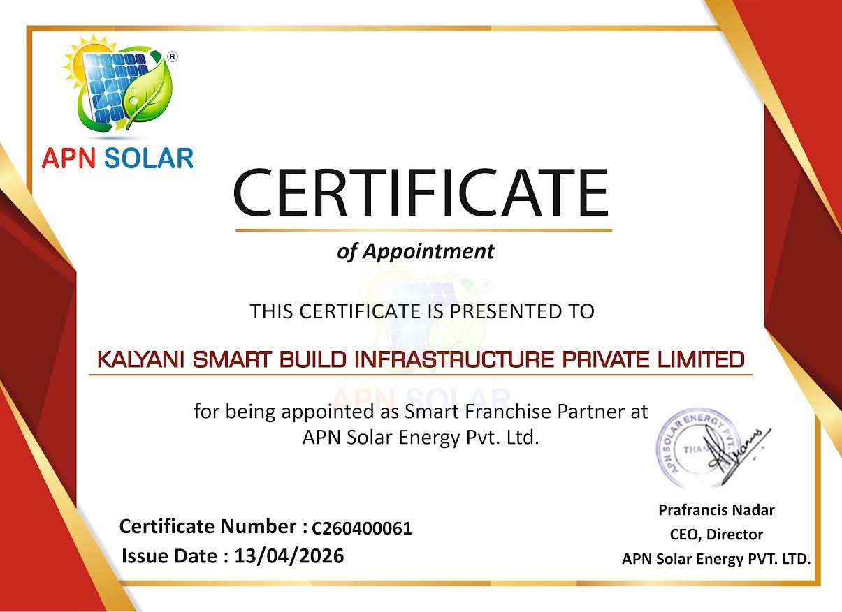 APN Solar Certificate of Appointment for Kalyani Smart Build Infrastructure